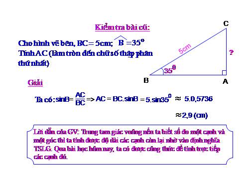 Chương I. §4. Một số hệ thức về cạnh và góc trong tam giác vuông