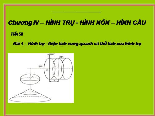 Chương IV. §1. Hình trụ - Diện tích xung quanh và thể tích của hình trụ