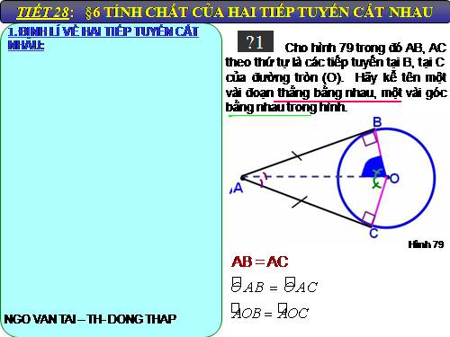 Chương II. §6. Tính chất của hai tiếp tuyến cắt nhau