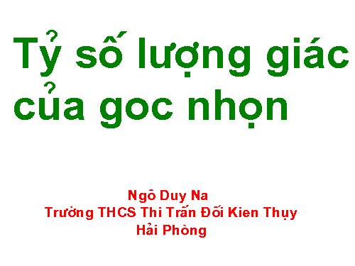 Chương I. §2. Tỉ số lượng giác của góc nhọn