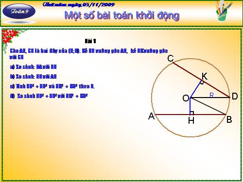 Chương II. §3. Liên hệ giữa dây và khoảng cách từ tâm đến dây