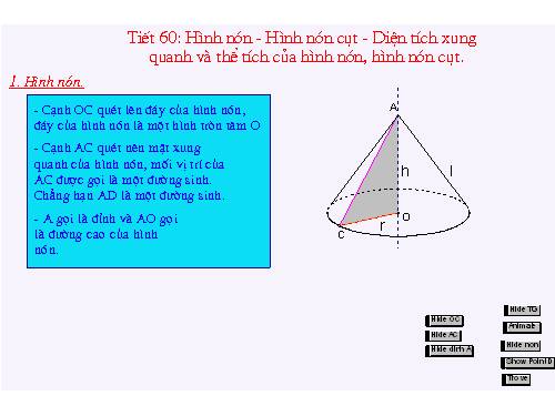 Chương IV. §2. Hình nón - Hình nón cụt - Diện tích xung quanh và thể tích của hình nón, hình nón cụt