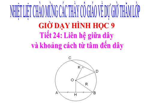 Chương II. §3. Liên hệ giữa dây và khoảng cách từ tâm đến dây