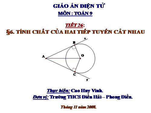 Chương II. §6. Tính chất của hai tiếp tuyến cắt nhau