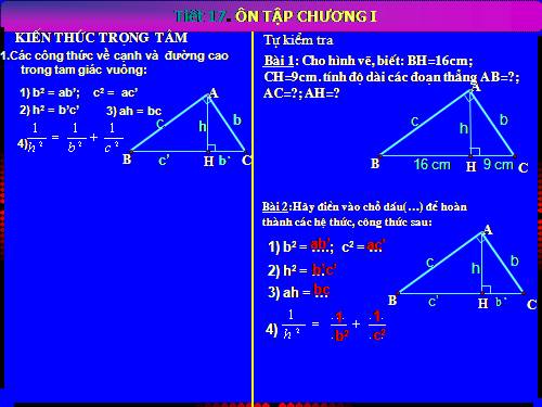 Ôn tập Chương I. Hệ thức lượng trong tam giác vuông