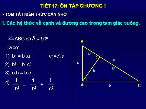 Ôn tập Chương I. Hệ thức lượng trong tam giác vuông