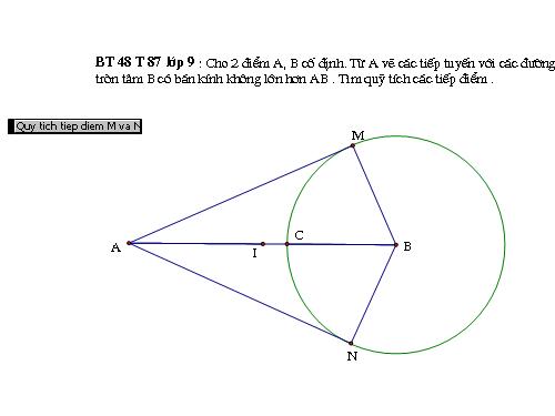 BT 48 T 87 lớp 9 tập 2 : quy tich tiep diem  voi duong tron