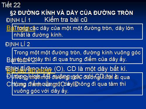 Chương II. §2. Đường kính và dây của đường tròn