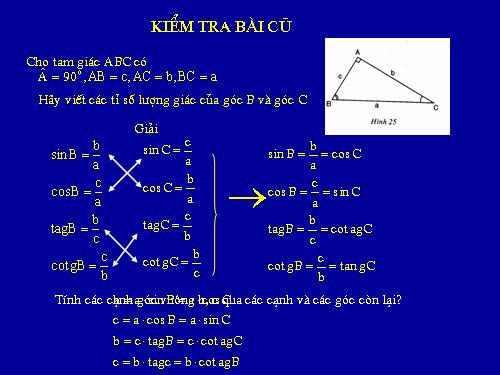 Chương I. §4. Một số hệ thức về cạnh và góc trong tam giác vuông