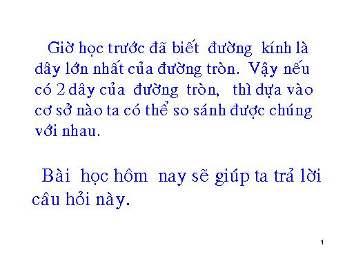 Chương II. §3. Liên hệ giữa dây và khoảng cách từ tâm đến dây