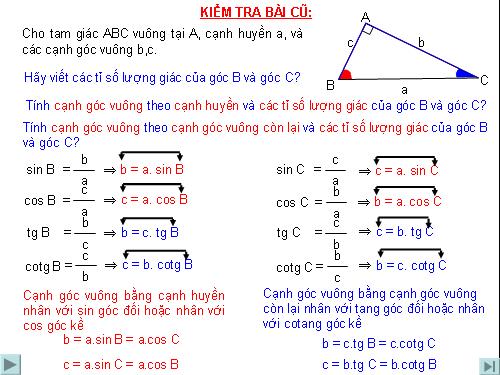 Chương I. §4. Một số hệ thức về cạnh và góc trong tam giác vuông