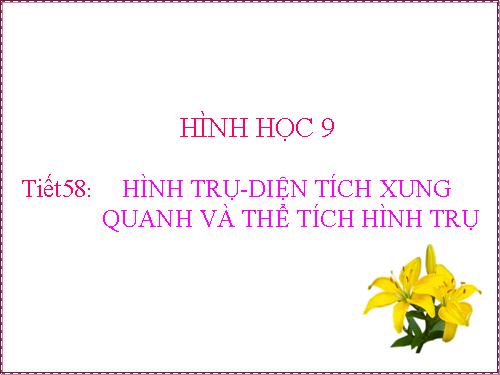 Chương IV. §1. Hình trụ - Diện tích xung quanh và thể tích của hình trụ