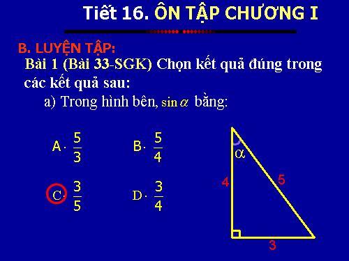 Ôn tập Chương I. Hệ thức lượng trong tam giác vuông