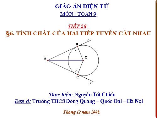 Chương II. §6. Tính chất của hai tiếp tuyến cắt nhau