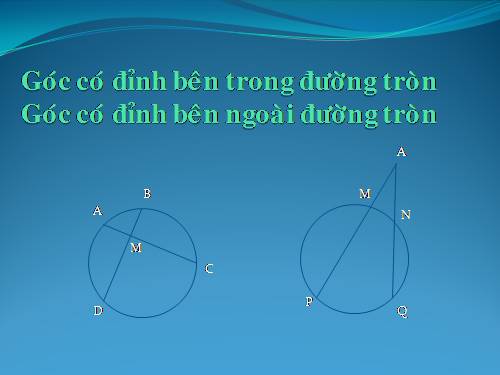 Chương III. §5. Góc có đỉnh ở bên trong đường tròn. Góc có đỉnh ở bên ngoài đường tròn