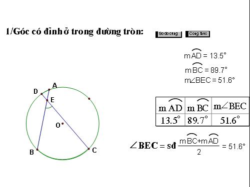 Chương III. §5. Góc có đỉnh ở bên trong đường tròn. Góc có đỉnh ở bên ngoài đường tròn