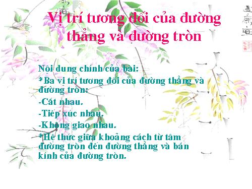 Chương II. §4. Vị trí tương đối của đường thẳng và đường tròn