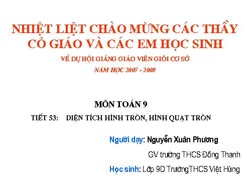 Chương III. §10. Diện tích hình tròn, hình quạt tròn