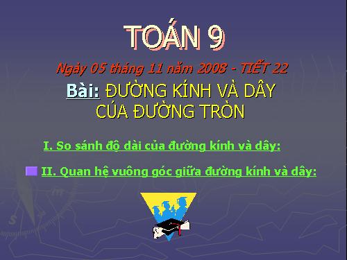 Chương II. §2. Đường kính và dây của đường tròn