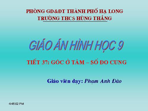 Chương III. §1. Góc ở tâm. Số đo cung