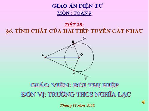 Chương II. §6. Tính chất của hai tiếp tuyến cắt nhau