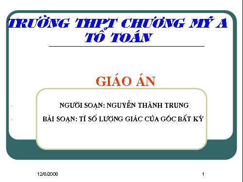 Chương I. §2. Tỉ số lượng giác của góc nhọn