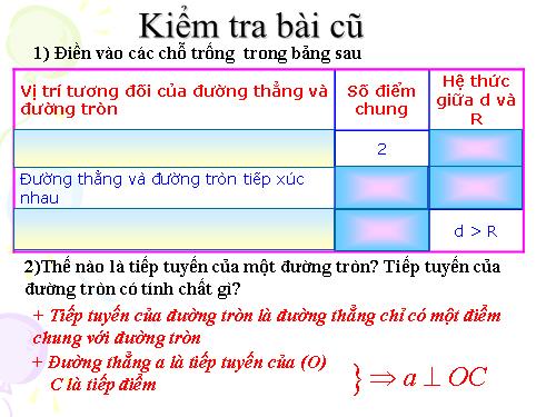 Chương II. §5. Dấu hiệu nhận biết tiếp tuyến của đường tròn