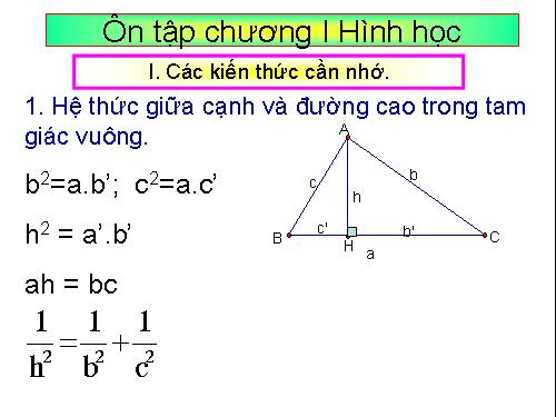 Ôn tập Chương I. Hệ thức lượng trong tam giác vuông