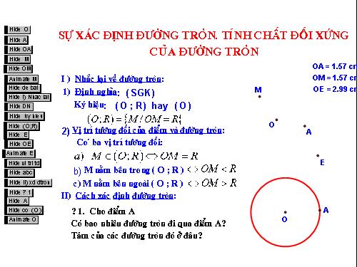 Chương II. §1. Sự xác định đường tròn. Tính chất đối xứng của đường tròn