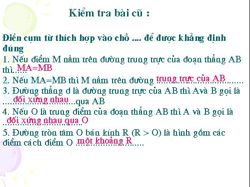 Chương II. §1. Sự xác định đường tròn. Tính chất đối xứng của đường tròn