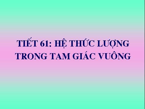 Hệ thức lượng trong tam giac vuông