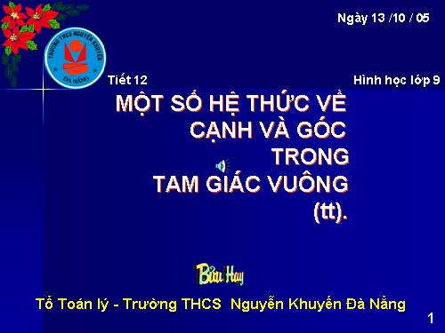 Chương I. §4. Một số hệ thức về cạnh và góc trong tam giác vuông