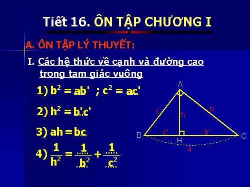 Ôn tập Chương I. Hệ thức lượng trong tam giác vuông