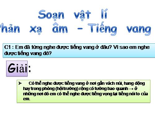 Bài 14. Phản xạ âm - Tiếng vang