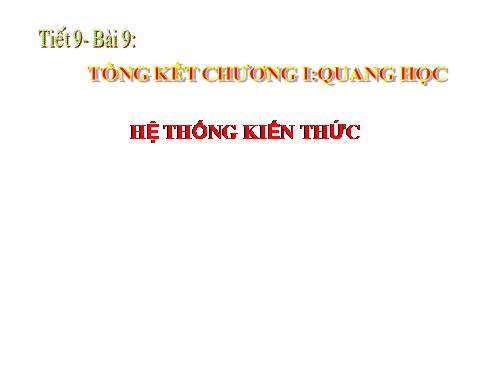 Bài 9. Tổng kết chương I: Quang học