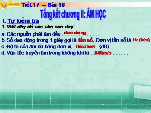 Bài 16. Tổng kết chương 2: Âm học