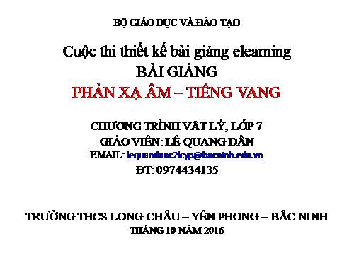 Bài 14. Phản xạ âm - Tiếng vang