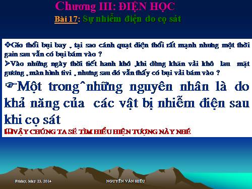 Bài 17. Sự nhiễm điện do cọ xát