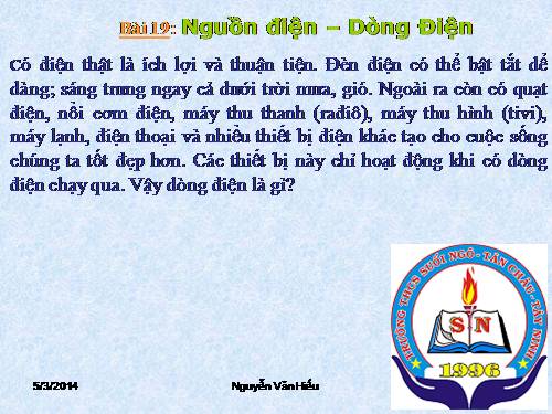 Bài 19. Dòng điện - Nguồn điện