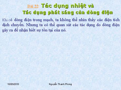 Bài 22. Tác dụng nhiệt và tác dụng phát sáng của dòng điện