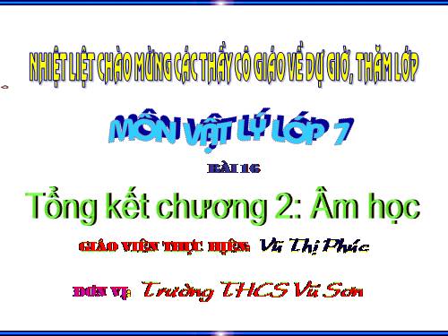 Bài 16. Tổng kết chương 2: Âm học