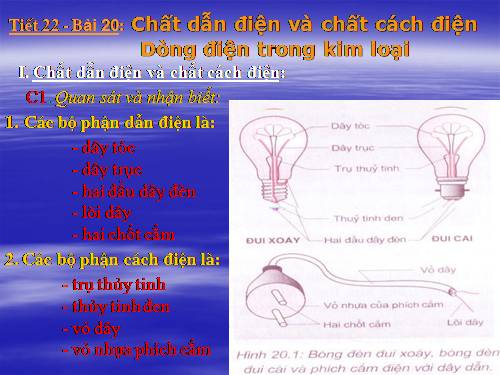 Bài 20. Chất dẫn điện và chất cách điện - Dòng điện trong kim loại