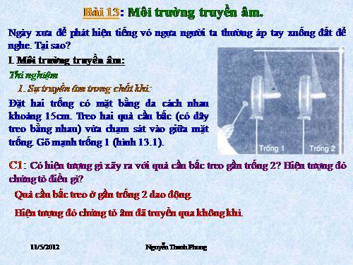 Bài 13. Môi trường truyền âm