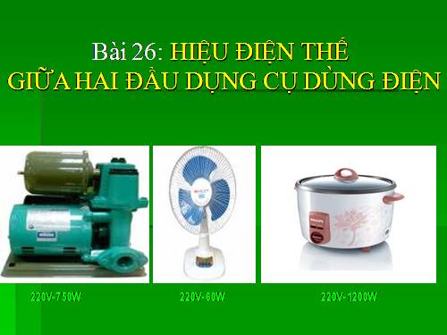 Bài 26. Hiệu điện thế giữa hai đầu dụng cụ dùng điện