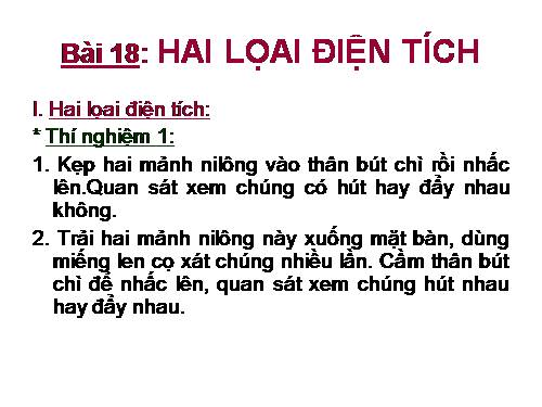 Bài 18. Hai loại điện tích