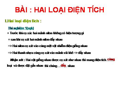 Bài 18. Hai loại điện tích