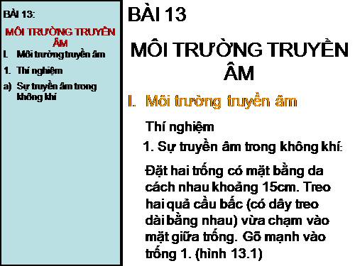 Bài 13. Môi trường truyền âm