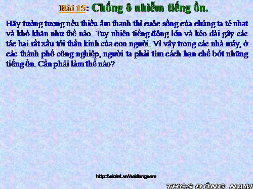 Bài 15. Chống ô nhiễm tiếng ồn