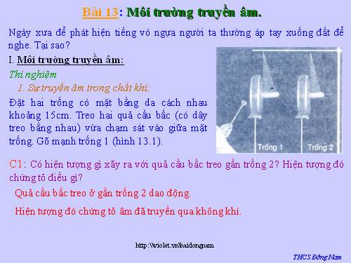 Bài 13. Môi trường truyền âm