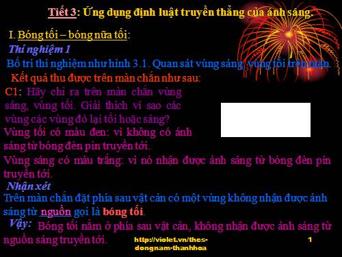 Bài 3. Ứng dụng định luật truyền thẳng của ánh sáng